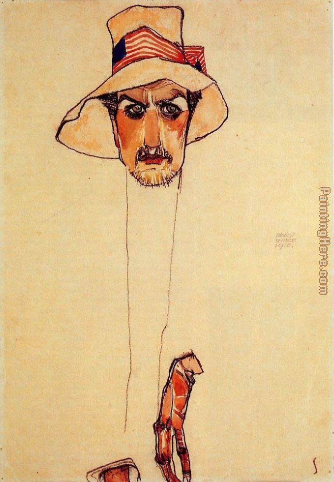 Portrait of a Man with a Floppy Hat painting - Egon Schiele Portrait of a Man with a Floppy Hat art painting